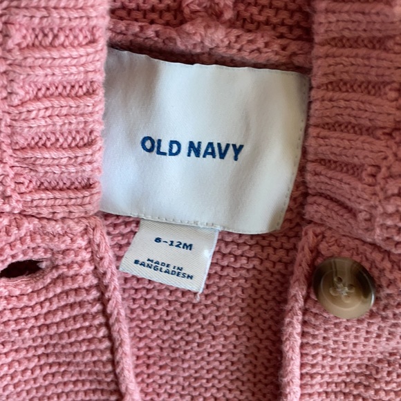 Old Navy 6-12mo dusty pink sweater with hood - Picture 2 of 3